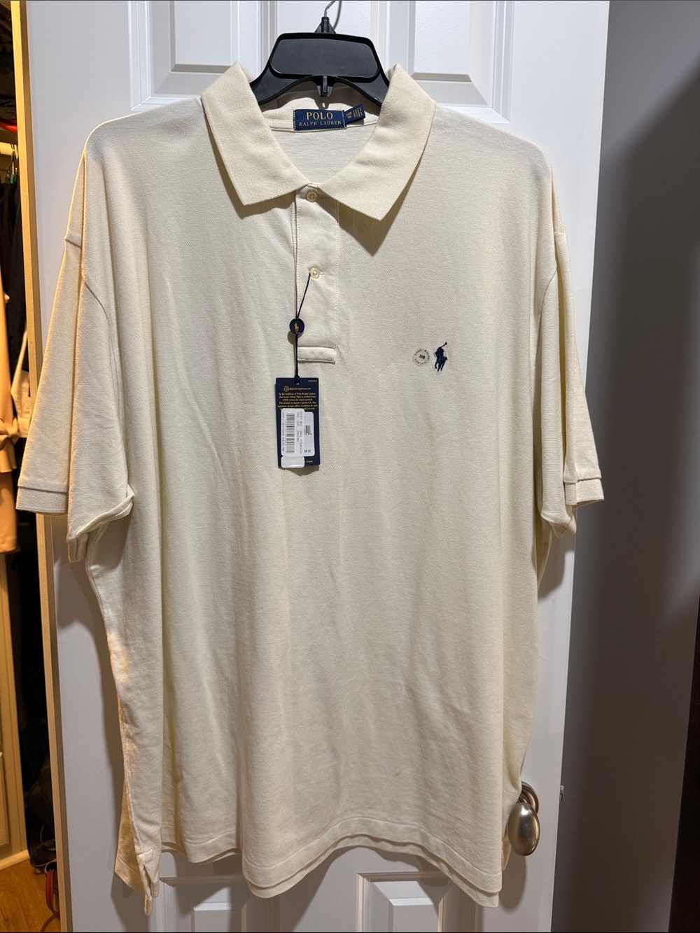Polo by Ralph Lauren Men's Cream Short-Sleeve Polo with Navy Pony